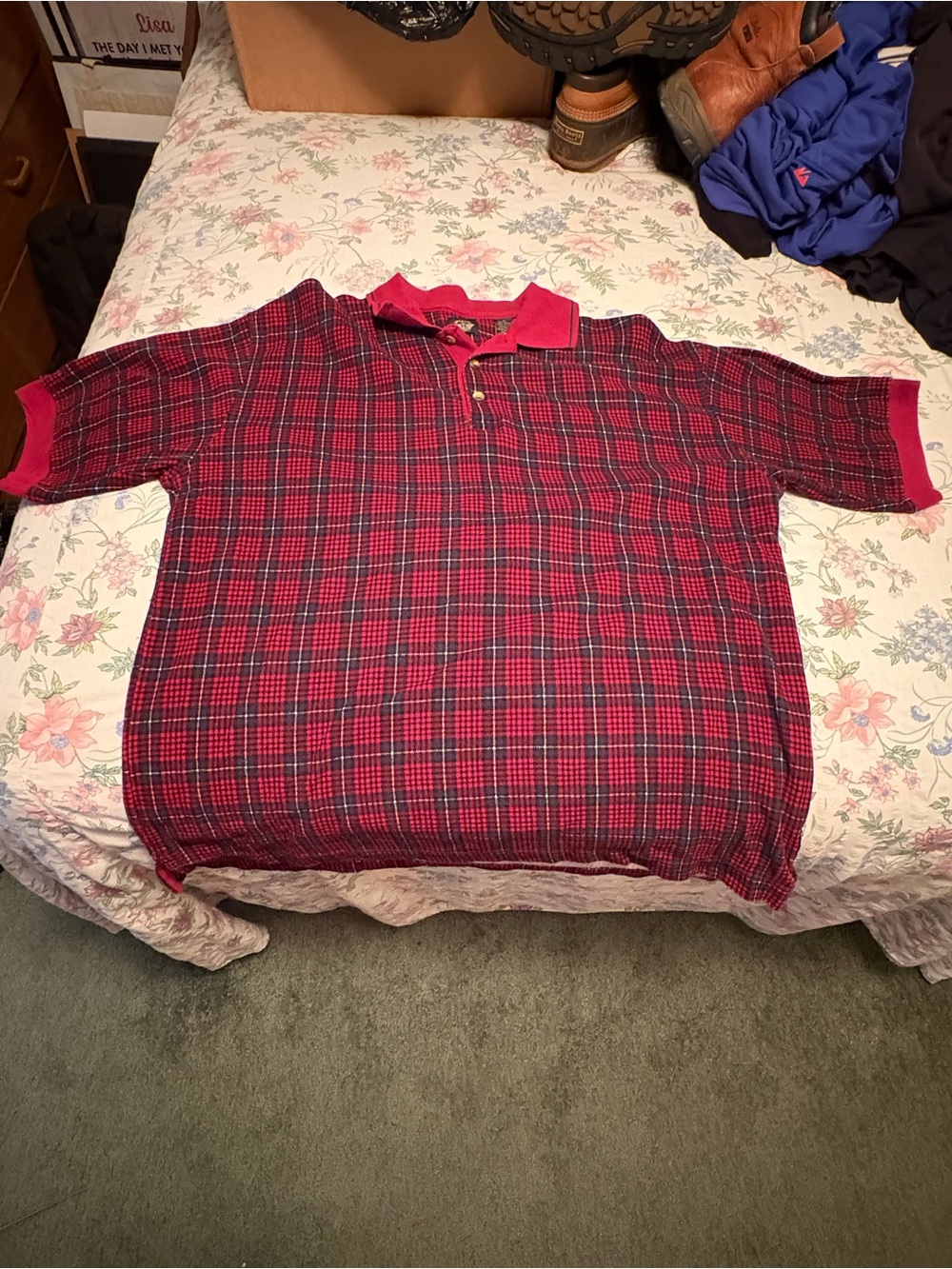 Dockers Red Plaid Short-Sleeve Polo